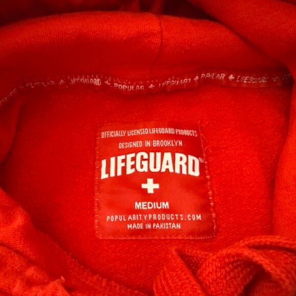Lifeguard Red Long Sleeve Hoodie Sweatshirt Palm Beach Florida Adult Size M - Picture 3 of 5
